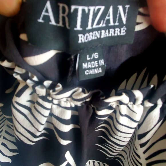 Women's Off Shoulder Boho Top Blouse Fringed Tropical ARTIZAN by Robin Barre - Picture 3 of 8